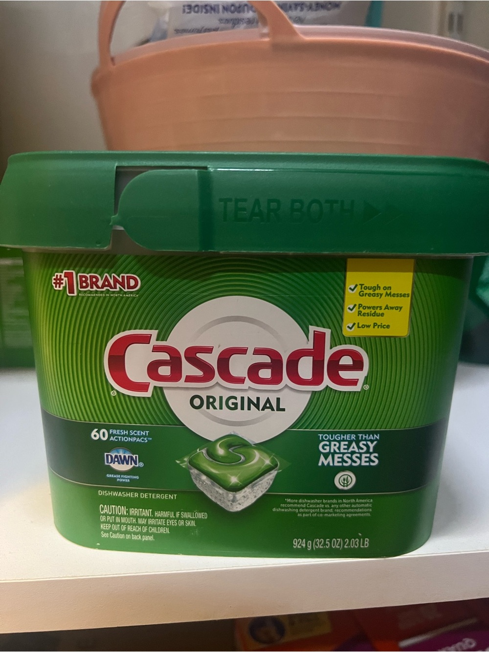 Cascade dishwasher detergent with dawn 60count